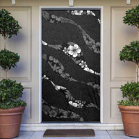 Aloha Hawaii Floral Tapa Door Cover Patchwork Charcoal LT7 Charcoal - Polynesian Pride