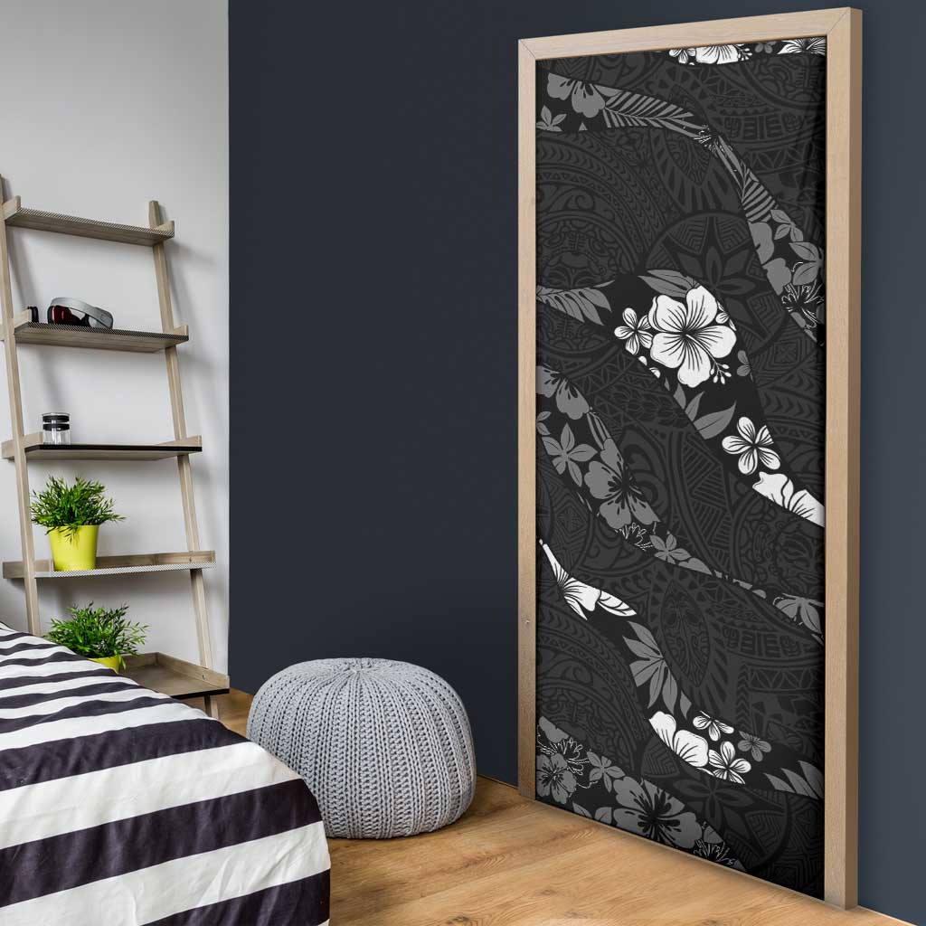 Aloha Hawaii Floral Tapa Door Cover Patchwork Charcoal LT7 - Polynesian Pride