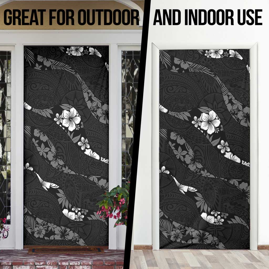 Aloha Hawaii Floral Tapa Door Cover Patchwork Charcoal LT7 - Polynesian Pride