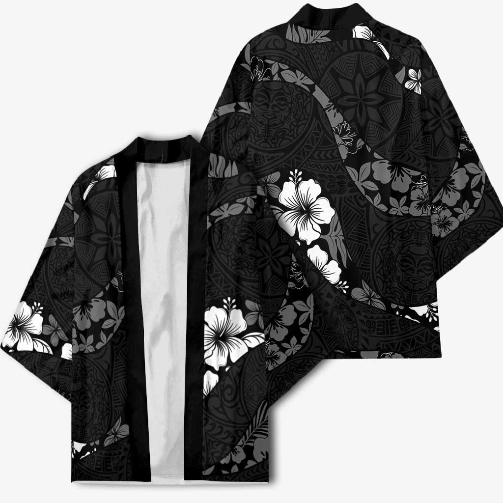 Aloha Hawaii Floral Tapa Kimono Patchwork Charcoal - Polynesian Pride