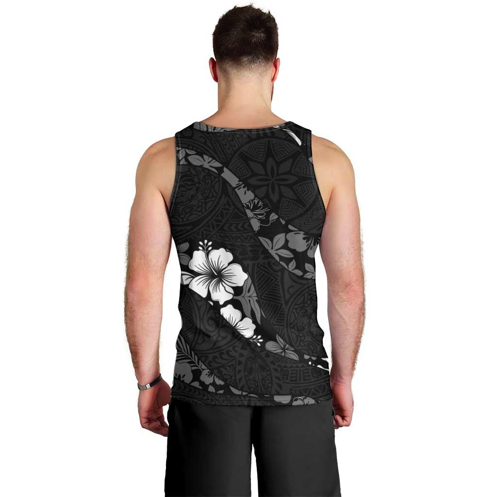 Aloha Hawaii Floral Tapa Men Tank Top Patchwork Charcoal LT7 - Polynesian Pride