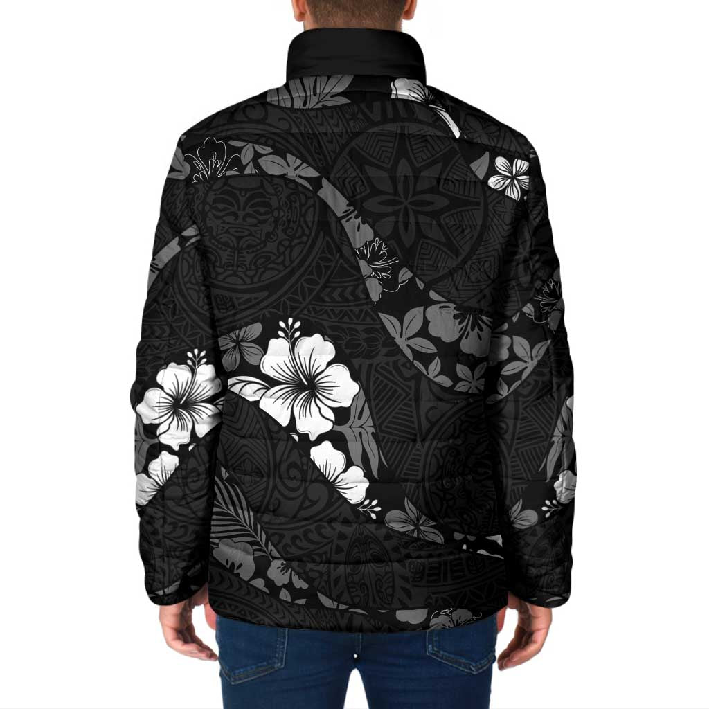 Aloha Hawaii Floral Tapa Padded Jacket Patchwork Charcoal LT7 - Polynesian Pride