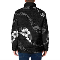 Aloha Hawaii Floral Tapa Padded Jacket Patchwork Charcoal LT7 - Polynesian Pride