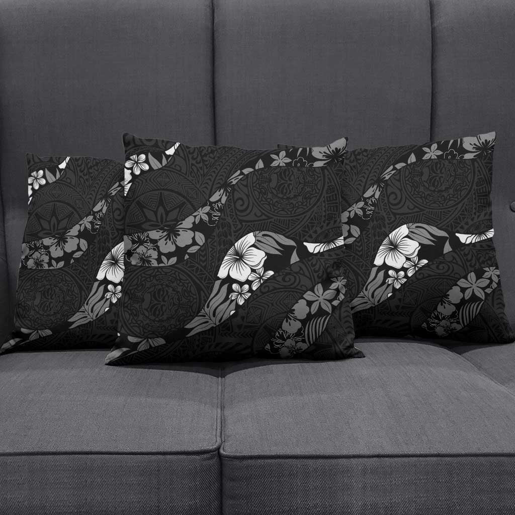 Aloha Hawaii Floral Tapa Pillow Cover Patchwork Charcoal - Polynesian Pride