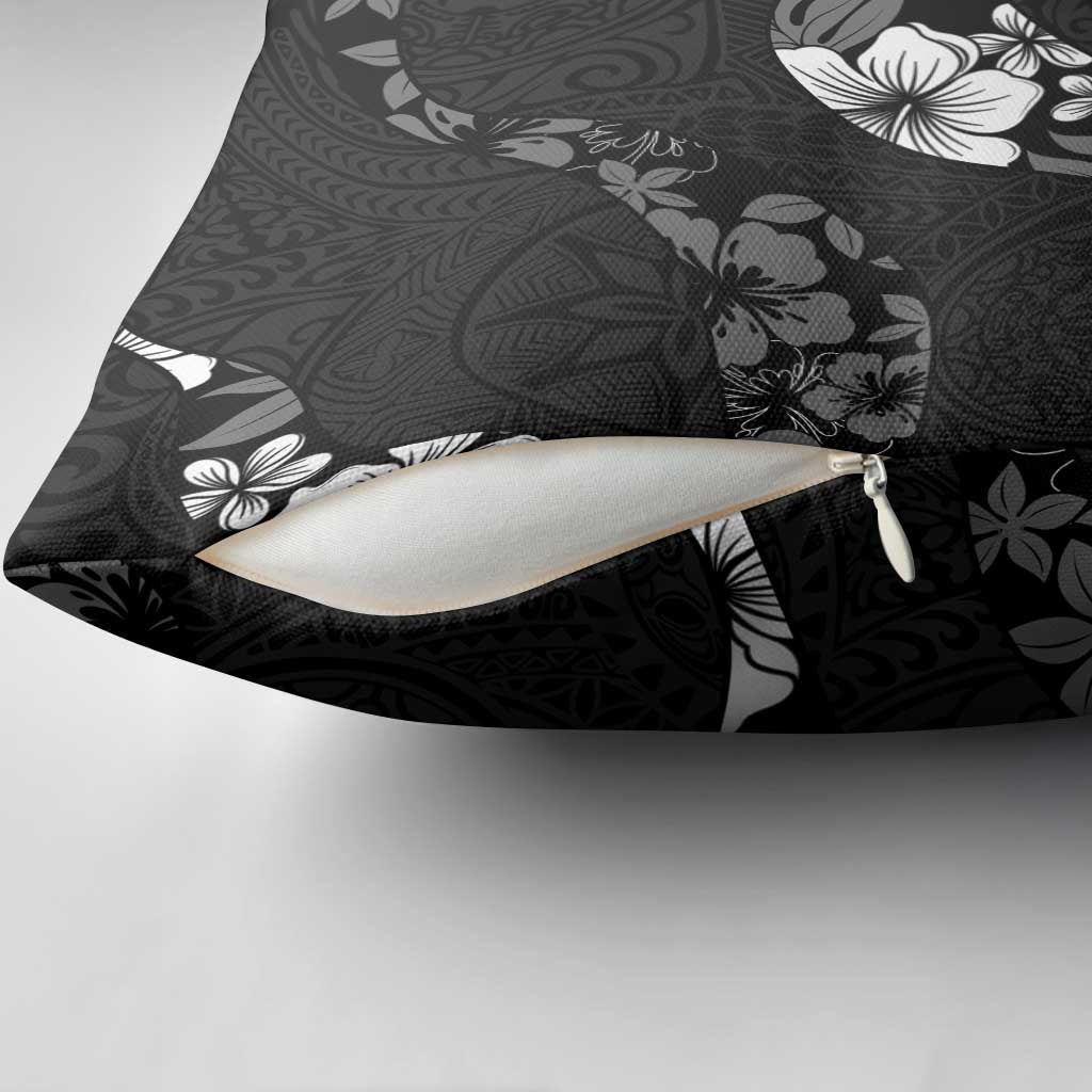 Aloha Hawaii Floral Tapa Pillow Cover Patchwork Charcoal - Polynesian Pride
