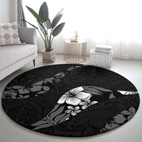 Aloha Hawaii Floral Tapa Round Carpet Patchwork Charcoal - Polynesian Pride