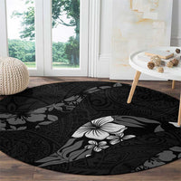 Aloha Hawaii Floral Tapa Round Carpet Patchwork Charcoal - Polynesian Pride