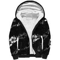 Aloha Hawaii Floral Tapa Sherpa Hoodie Patchwork Charcoal LT7 Unisex Charcoal - Polynesian Pride