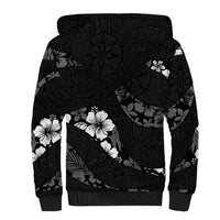 Aloha Hawaii Floral Tapa Sherpa Hoodie Patchwork Charcoal LT7 - Polynesian Pride