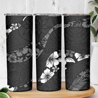Aloha Hawaii Floral Tapa Skinny Tumbler Patchwork Charcoal - Polynesian Pride