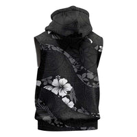Aloha Hawaii Floral Tapa Sleeveless Hoodie Patchwork Charcoal LT7 - Polynesian Pride