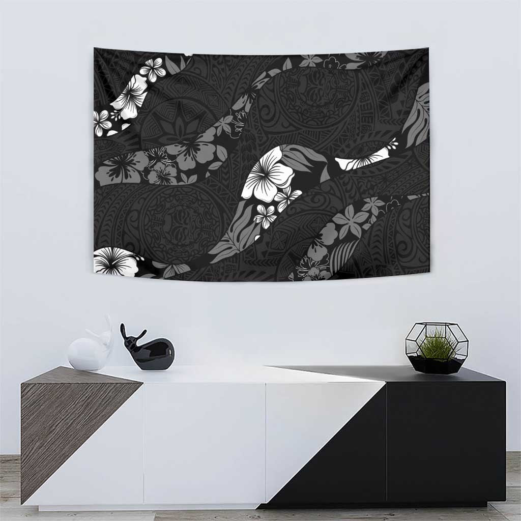 Aloha Hawaii Floral Tapa Tapestry Patchwork Charcoal - Polynesian Pride
