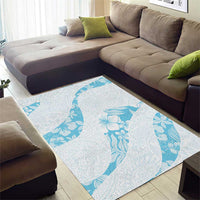 Aloha Hawaii Floral Tapa Area Rug Patchwork Turquoise - Polynesian Pride