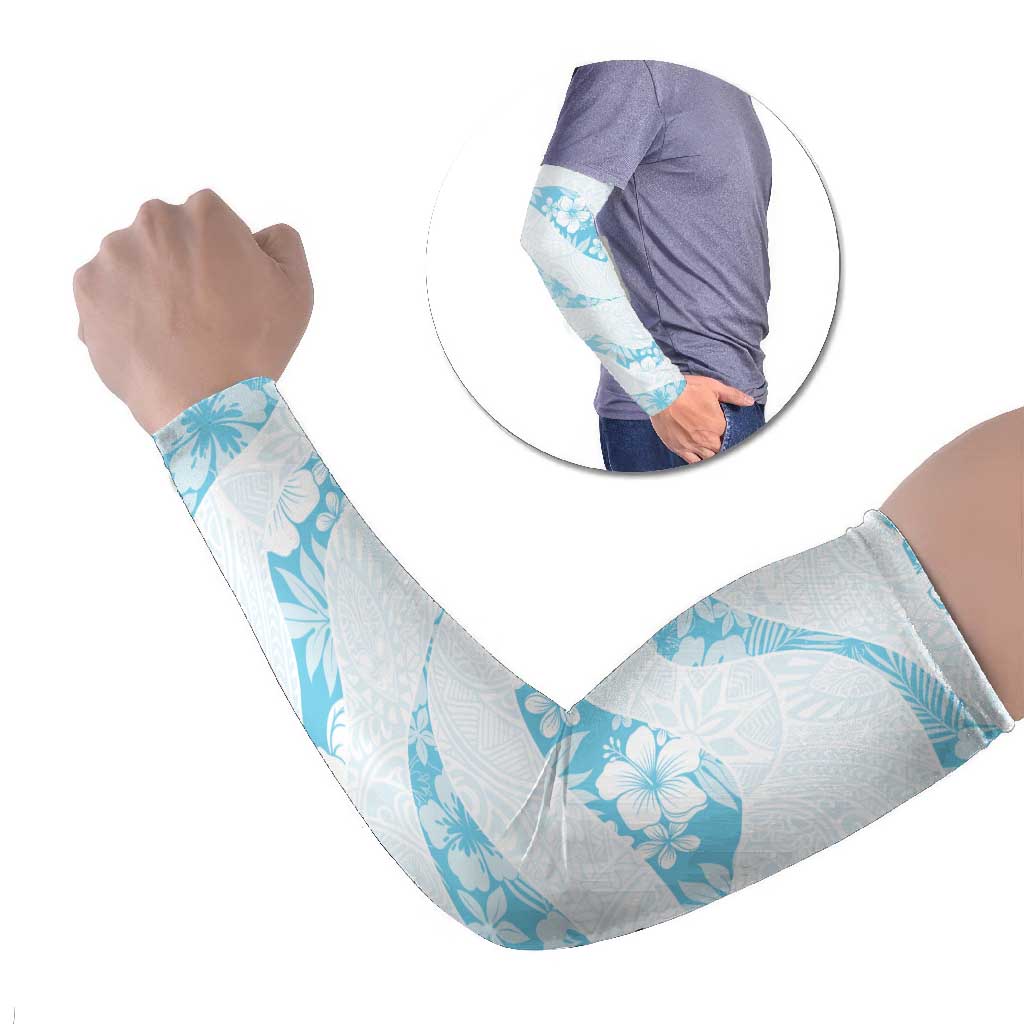 Aloha Hawaii Floral Tapa Arm Sleeves Patchwork Turquoise - Polynesian Pride