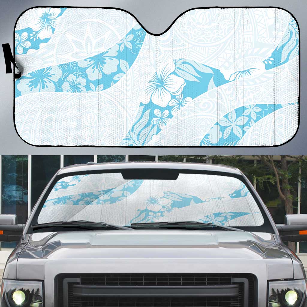 Aloha Hawaii Floral Tapa Auto Sun Shade Patchwork Turquoise LT7 Turquoise - Polynesian Pride