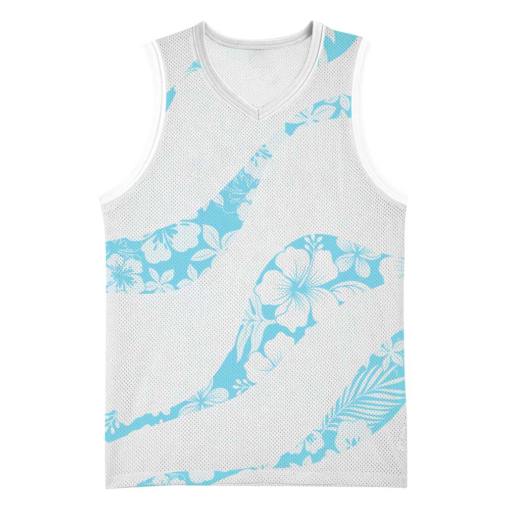 Aloha Hawaii Floral Tapa Basketball Jersey Patchwork Turquoise LT7 Unisex Turquoise - Polynesian Pride