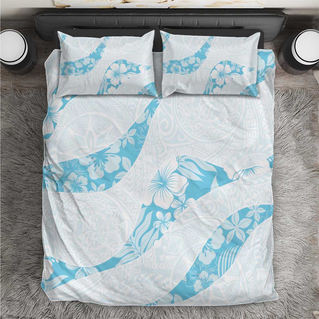 Aloha Hawaii Floral Tapa Bedding Set Patchwork Turquoise - Polynesian Pride
