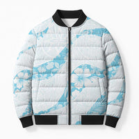 Aloha Hawaii Floral Tapa Bomber Puffer Jacket Patchwork Turquoise LT7 Unisex Turquoise - Polynesian Pride