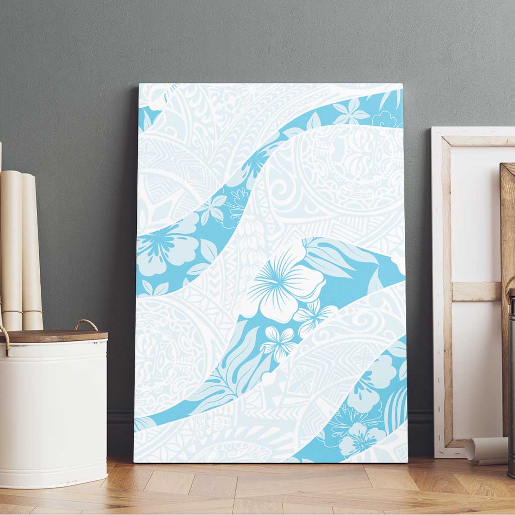 Aloha Hawaii Floral Tapa Canvas Wall Art Patchwork Turquoise LT7 - Polynesian Pride