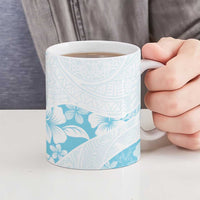 Aloha Hawaii Floral Tapa Ceramic Mug Patchwork Turquoise - Polynesian Pride