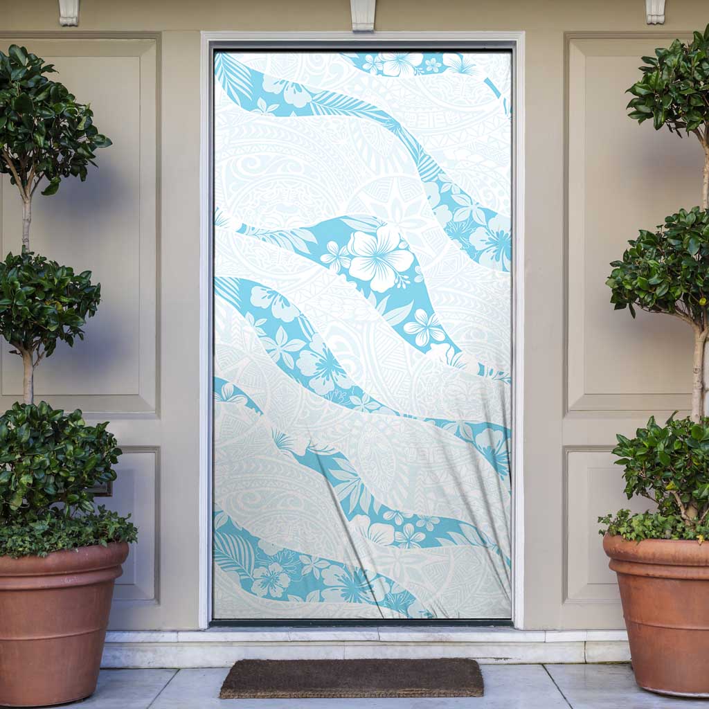 Aloha Hawaii Floral Tapa Door Cover Patchwork Turquoise LT7 Turquoise - Polynesian Pride