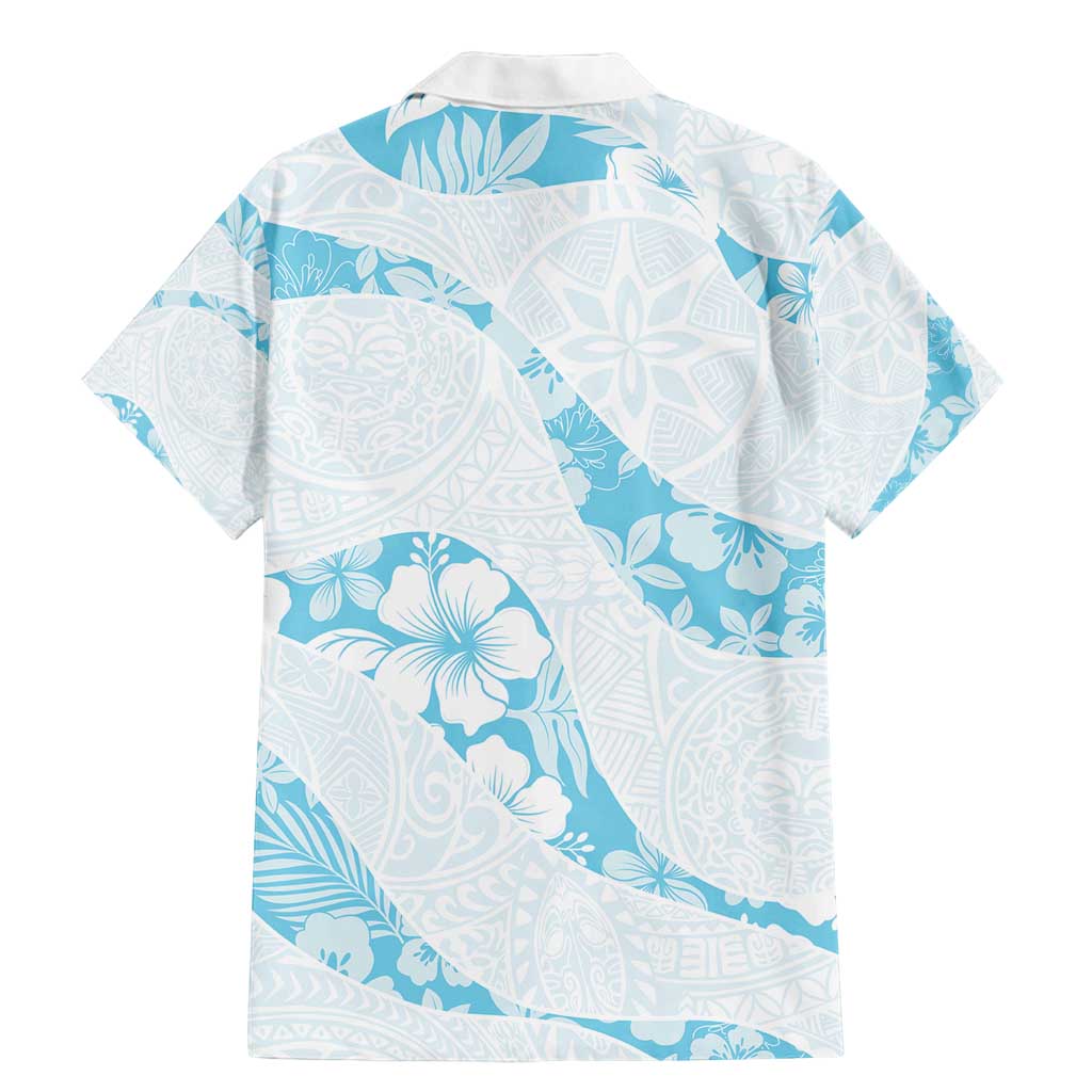 Aloha Hawaii Floral Tapa Family Matching Mermaid Dress and Hawaiian Shirt Patchwork Turquoise - Polynesian Pride