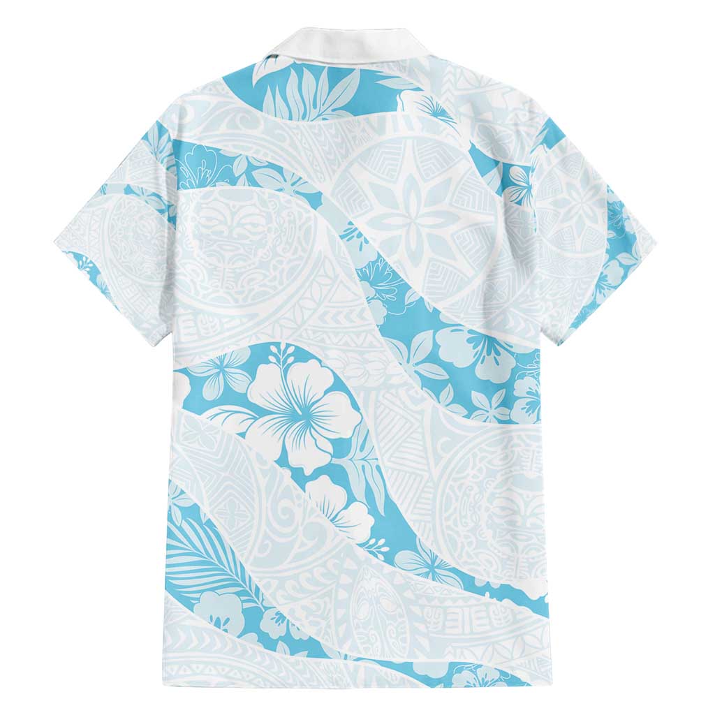 Aloha Hawaii Floral Tapa Family Matching Puletasi and Hawaiian Shirt Patchwork Turquoise LT7 - Polynesian Pride