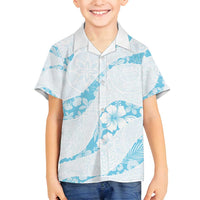 Aloha Hawaii Floral Tapa Family Matching Puletasi and Hawaiian Shirt Patchwork Turquoise LT7 Son's Shirt Turquoise - Polynesian Pride