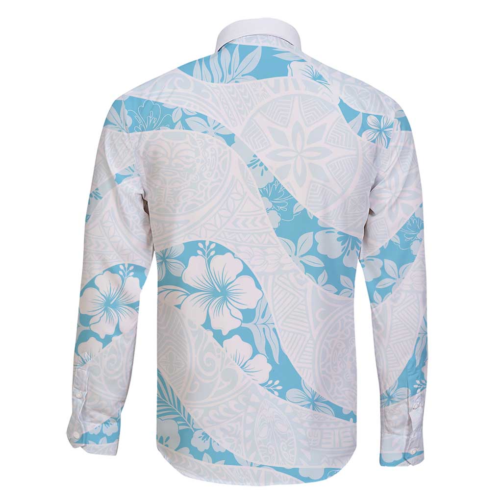 Aloha Hawaii Floral Tapa Family Matching Short Sleeve Bodycon Dress and Hawaiian Shirt Patchwork Turquoise - Polynesian Pride