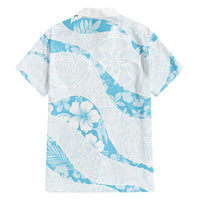 Aloha Hawaii Floral Tapa Family Matching Summer Maxi Dress and Hawaiian Shirt Patchwork Turquoise - Polynesian Pride