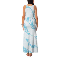 Aloha Hawaii Floral Tapa Family Matching Tank Maxi Dress and Hawaiian Shirt Patchwork Turquoise - Polynesian Pride