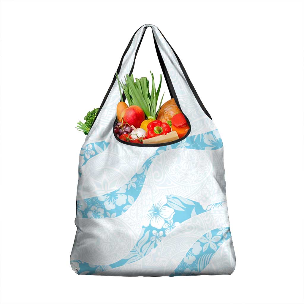 Aloha Hawaii Floral Tapa Grocery Bag Patchwork Turquoise LT7 1-pack One Size Turquoise - Polynesian Pride