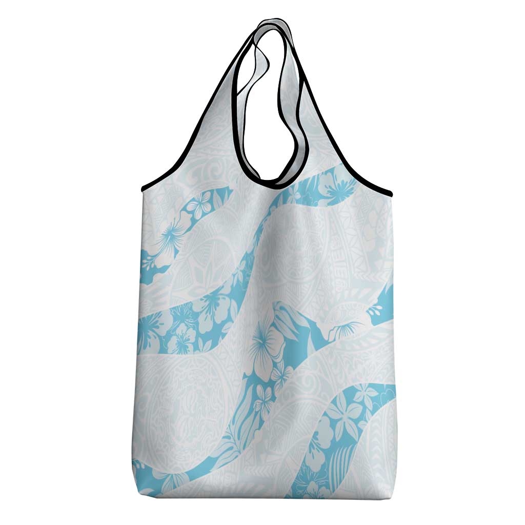 Aloha Hawaii Floral Tapa Grocery Bag Patchwork Turquoise LT7 - Polynesian Pride