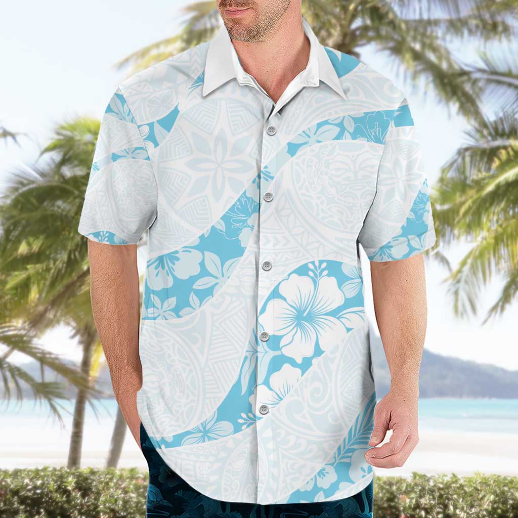 Aloha Hawaii Floral Tapa Hawaiian Shirt Patchwork Turquoise - Polynesian Pride