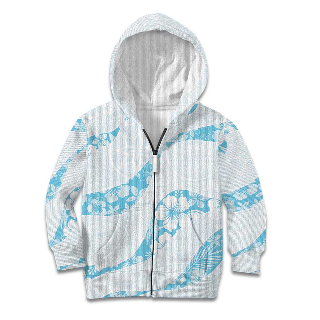 Aloha Hawaii Floral Tapa Kid Hoodie Patchwork Turquoise - Polynesian Pride