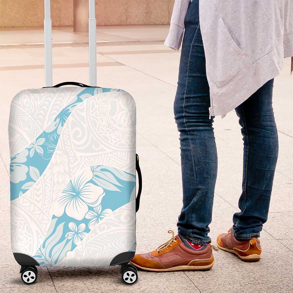 Aloha Hawaii Floral Tapa Luggage Cover Patchwork Turquoise - Polynesian Pride