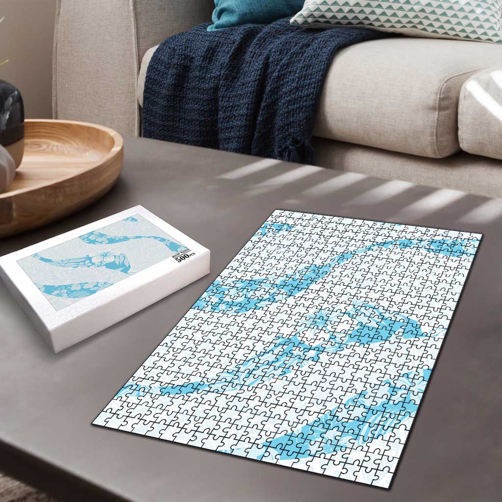 Aloha Hawaii Floral Tapa Puzzle Patchwork Turquoise LT7 - Polynesian Pride