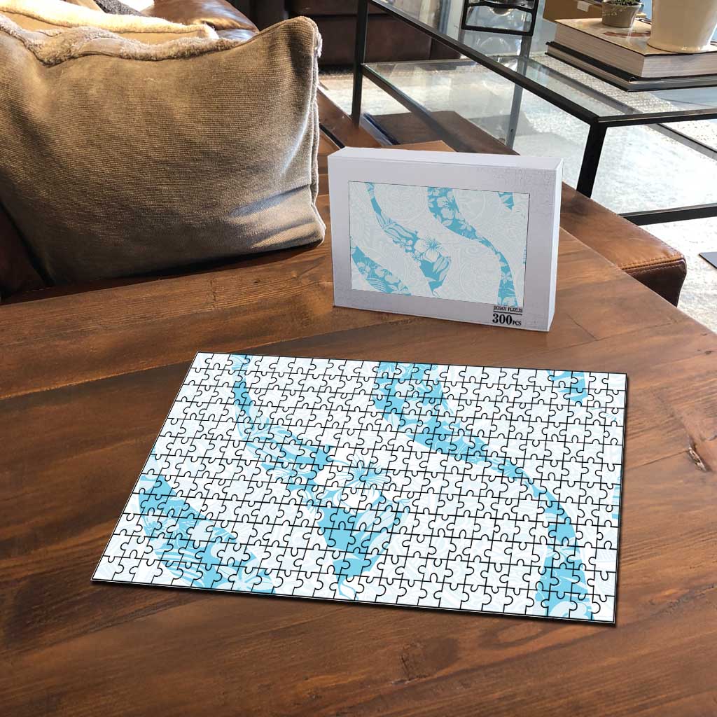 Aloha Hawaii Floral Tapa Puzzle Patchwork Turquoise LT7 - Polynesian Pride