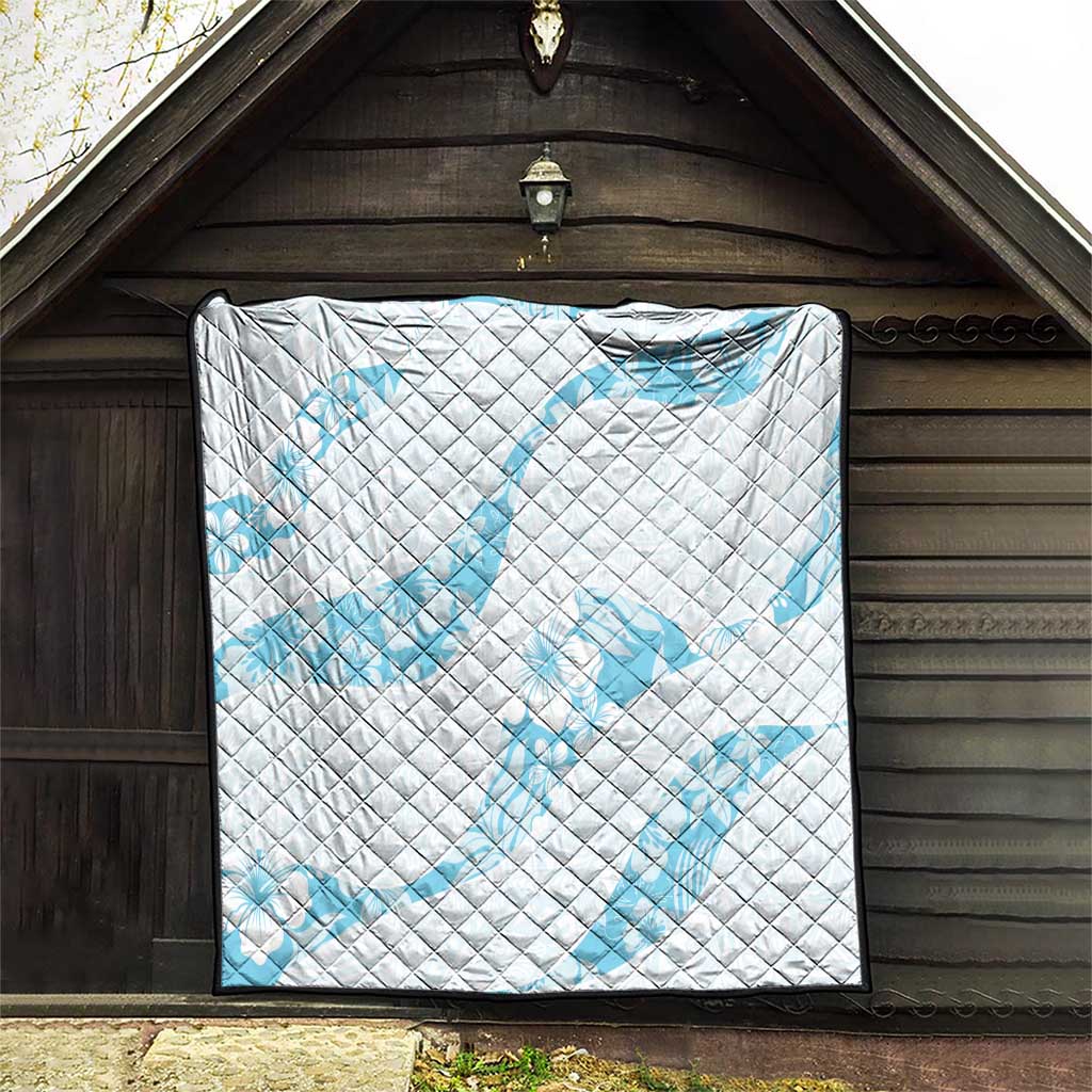 Aloha Hawaii Floral Tapa Quilt Patchwork Turquoise - Polynesian Pride