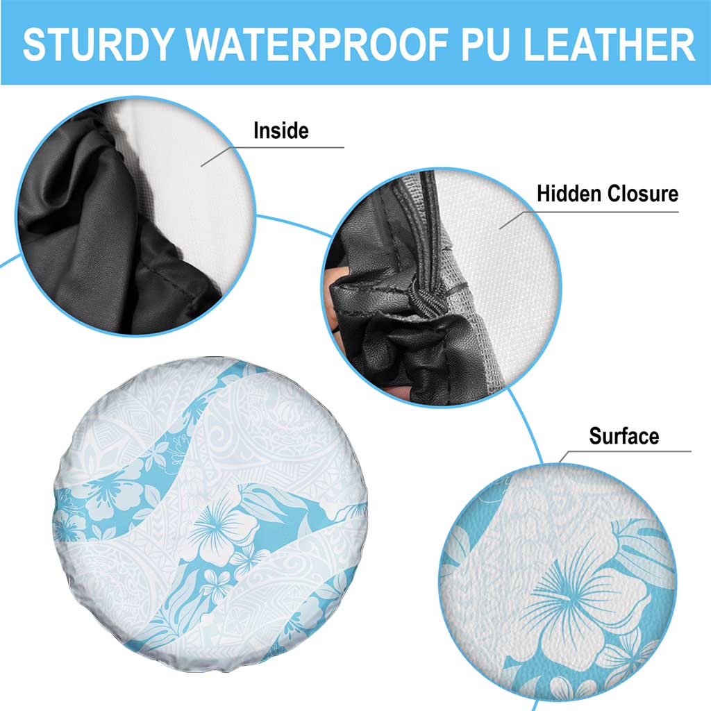 Aloha Hawaii Floral Tapa Spare Tire Cover Patchwork Turquoise - Polynesian Pride