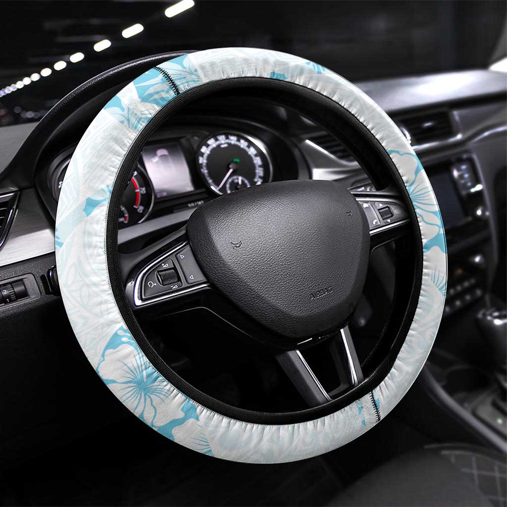 Aloha Hawaii Floral Tapa Steering Wheel Cover Patchwork Turquoise - Polynesian Pride