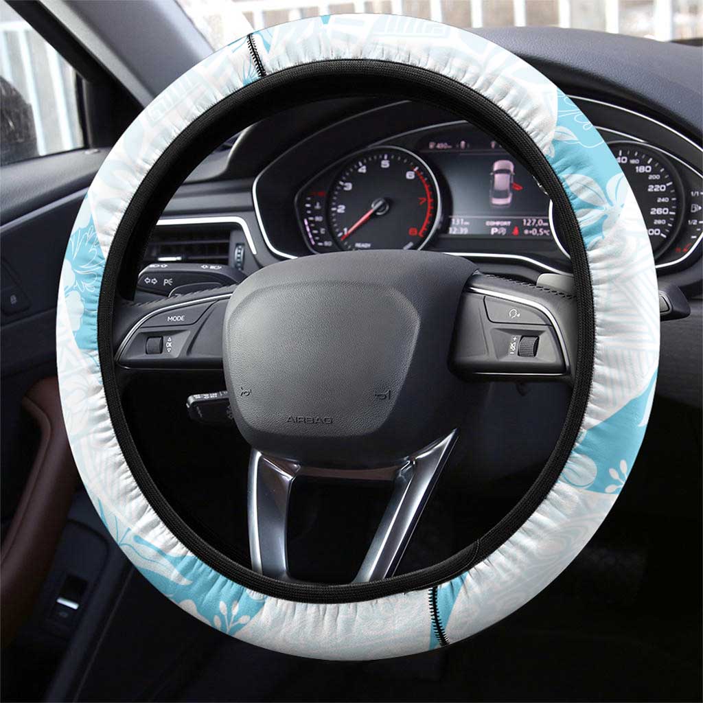 Aloha Hawaii Floral Tapa Steering Wheel Cover Patchwork Turquoise - Polynesian Pride