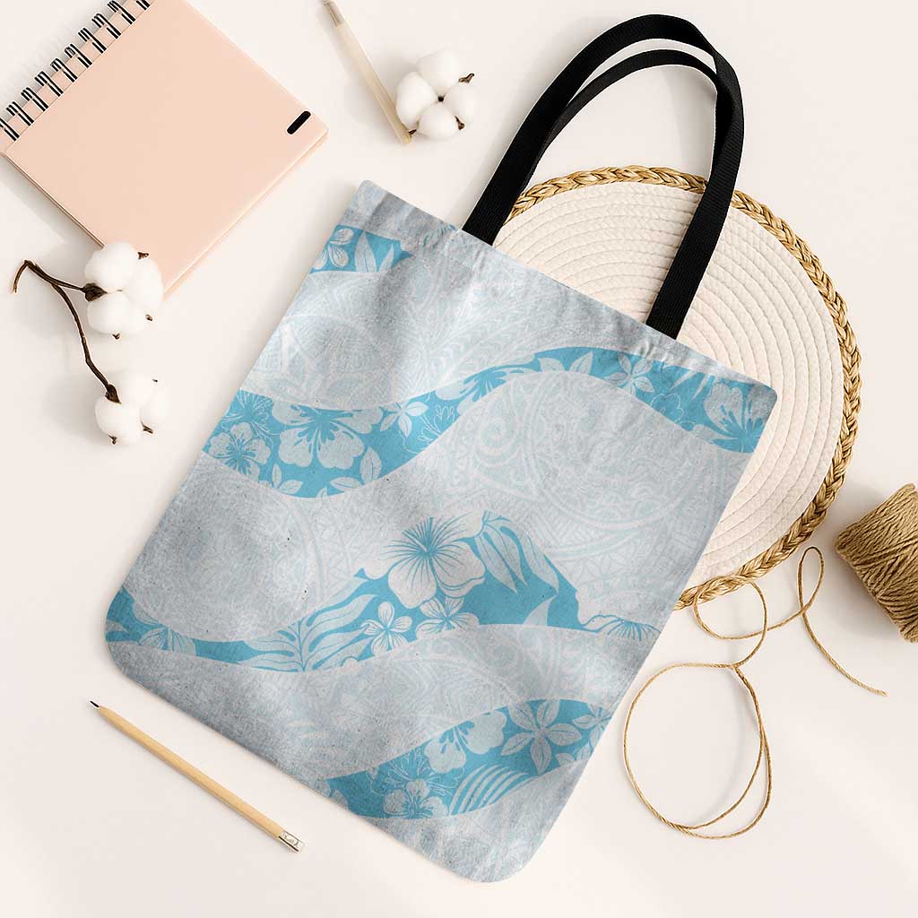 Aloha Hawaii Floral Tapa Tote Bag Patchwork Turquoise - Polynesian Pride