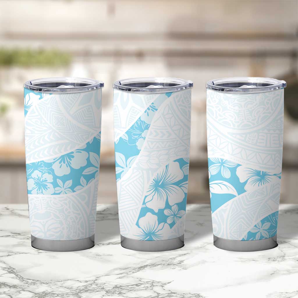 Aloha Hawaii Floral Tapa Tumbler Cup Patchwork Turquoise - Polynesian Pride