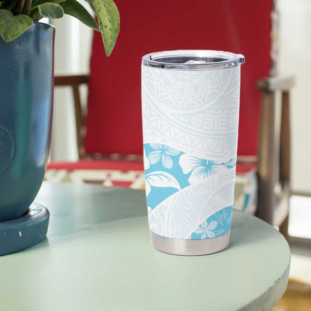 Aloha Hawaii Floral Tapa Tumbler Cup Patchwork Turquoise - Polynesian Pride