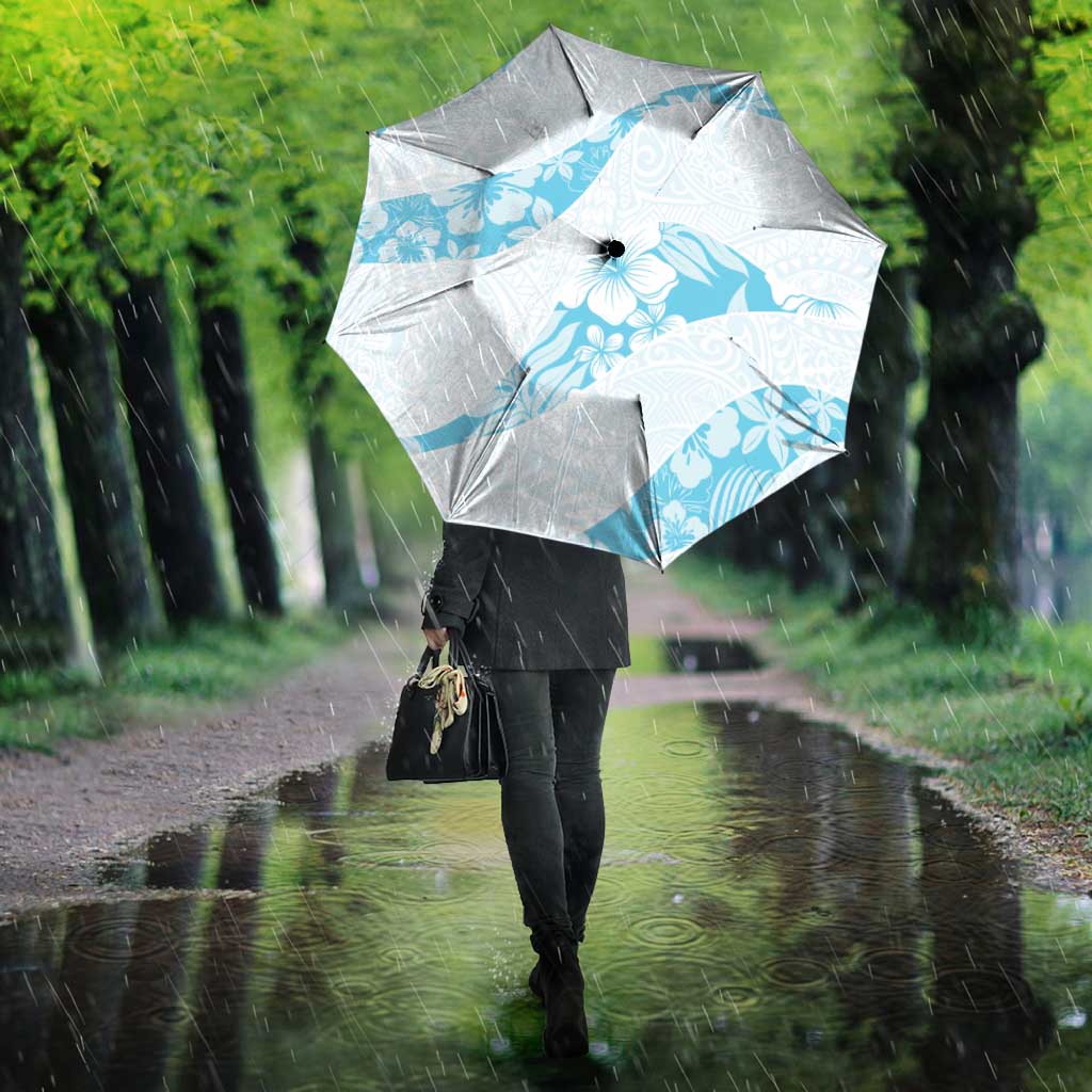 Aloha Hawaii Floral Tapa Umbrella Patchwork Turquoise - Polynesian Pride