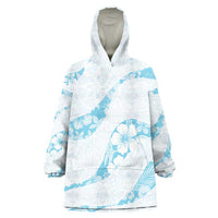 Aloha Hawaii Floral Tapa Wearable Blanket Hoodie Patchwork Turquoise LT7 One Size Turquoise - Polynesian Pride