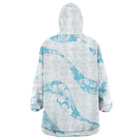 Aloha Hawaii Floral Tapa Wearable Blanket Hoodie Patchwork Turquoise LT7 - Polynesian Pride