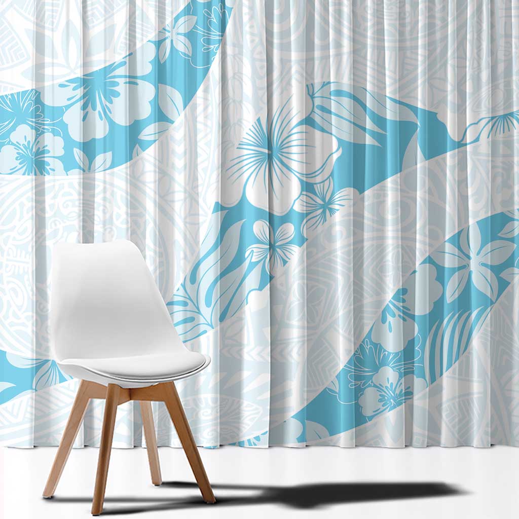 Aloha Hawaii Floral Tapa Window Curtain Patchwork Turquoise - Polynesian Pride