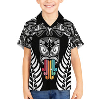 personalised-kia-kaha-te-reo-maori-kid-hawaiian-shirt-hei-tiki-mix-koru-black